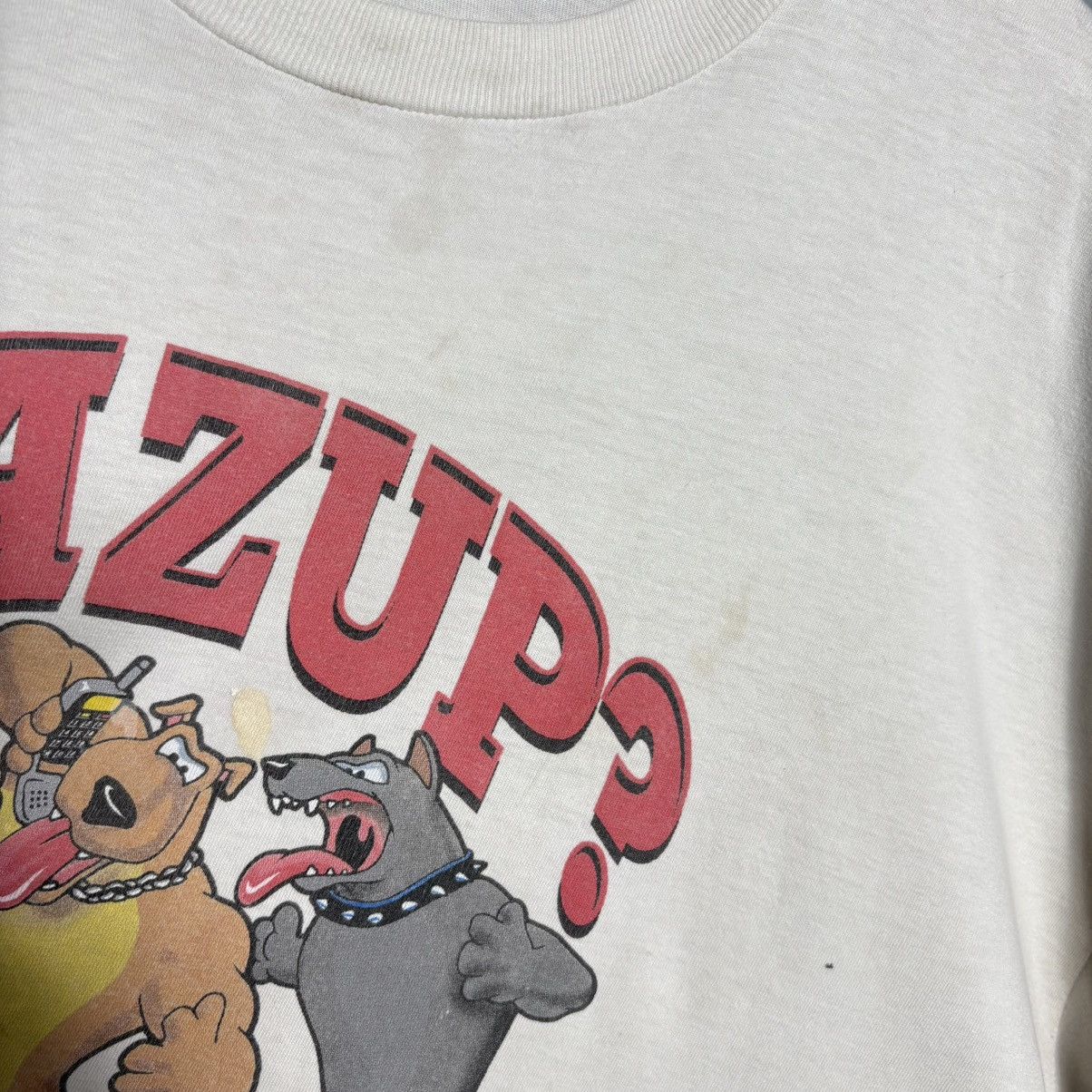 Vintage Vintage 90s WAZUP? Dogs Gangster Distressed T-Shirt Size US XL / EU 56 / 4 - 6 Thumbnail