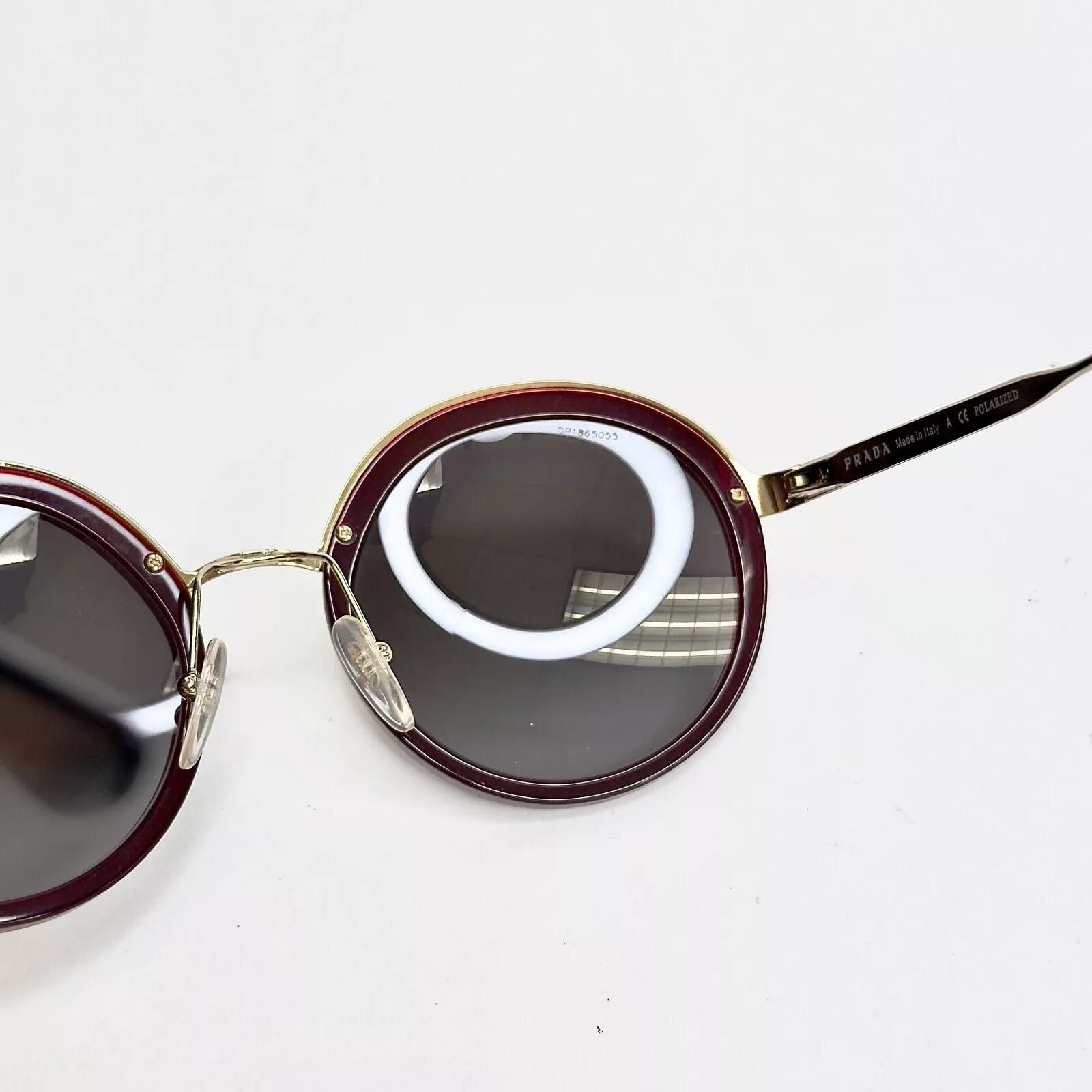 Prada PRADA CINEMA 50T Round Metal Gold Burgundy POLARIZED PR50TS Size ONE SIZE - 8 Thumbnail