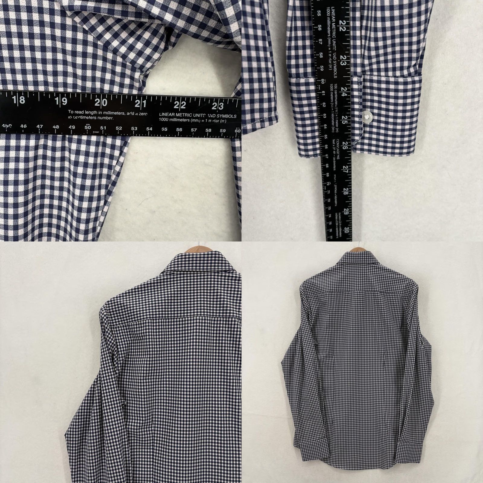 Mizzen+Main Mizzen+Main Leeward Shirt Mens Small Blue Gingham Slim Fit Stretch Non Iron Dress Shirt Size US S / EU 44-46 / 1 - 8 Thumbnail