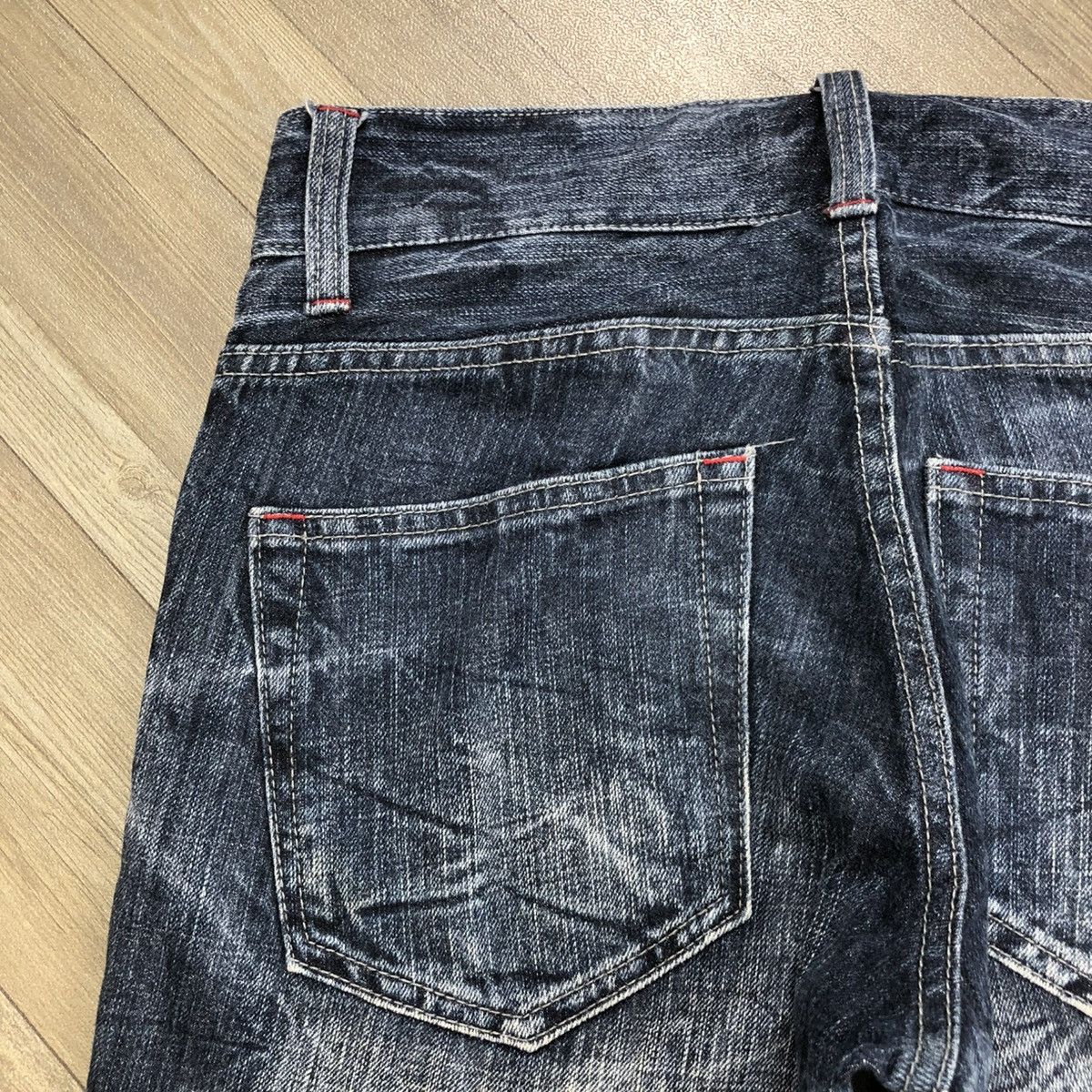 If Six Was Nine × Japanese Brand × Le Grande Bleu (L.G.B.) 2000s Jack Serika Painted Poem Punk Lgb Style Faded Jeans Size US 31 - 12 Thumbnail