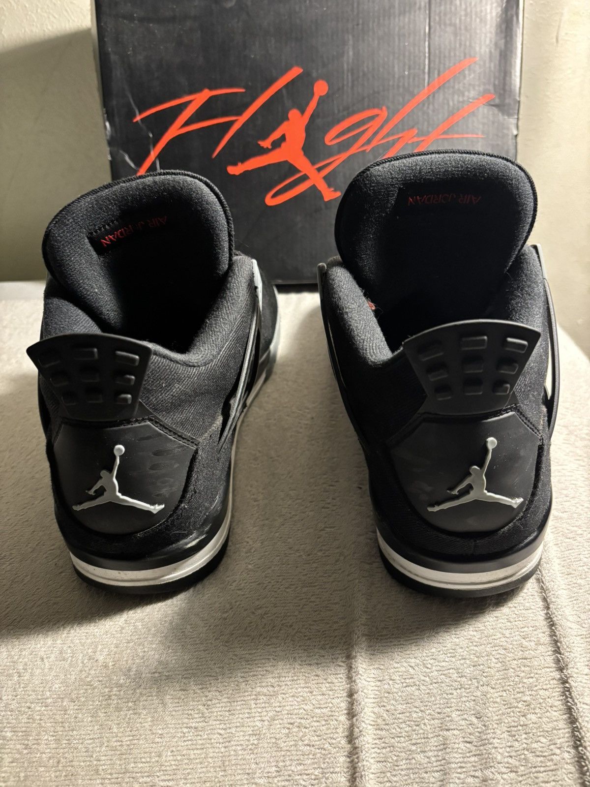 Jordan Brand × Nike Nike Air Jordan 4 Black Canvas White Grey Size US 12 / EU 45 - 4 Thumbnail