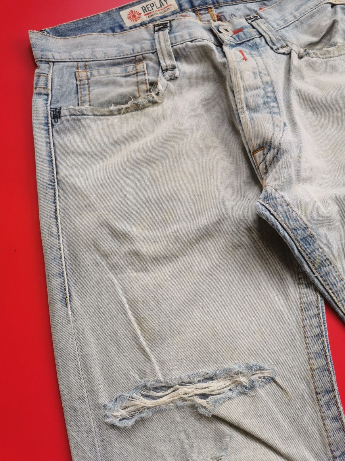 Replay Thrashed Vintage Replay Distressed Embroidery Jeans Size US 32 / EU 48 - 10 Thumbnail