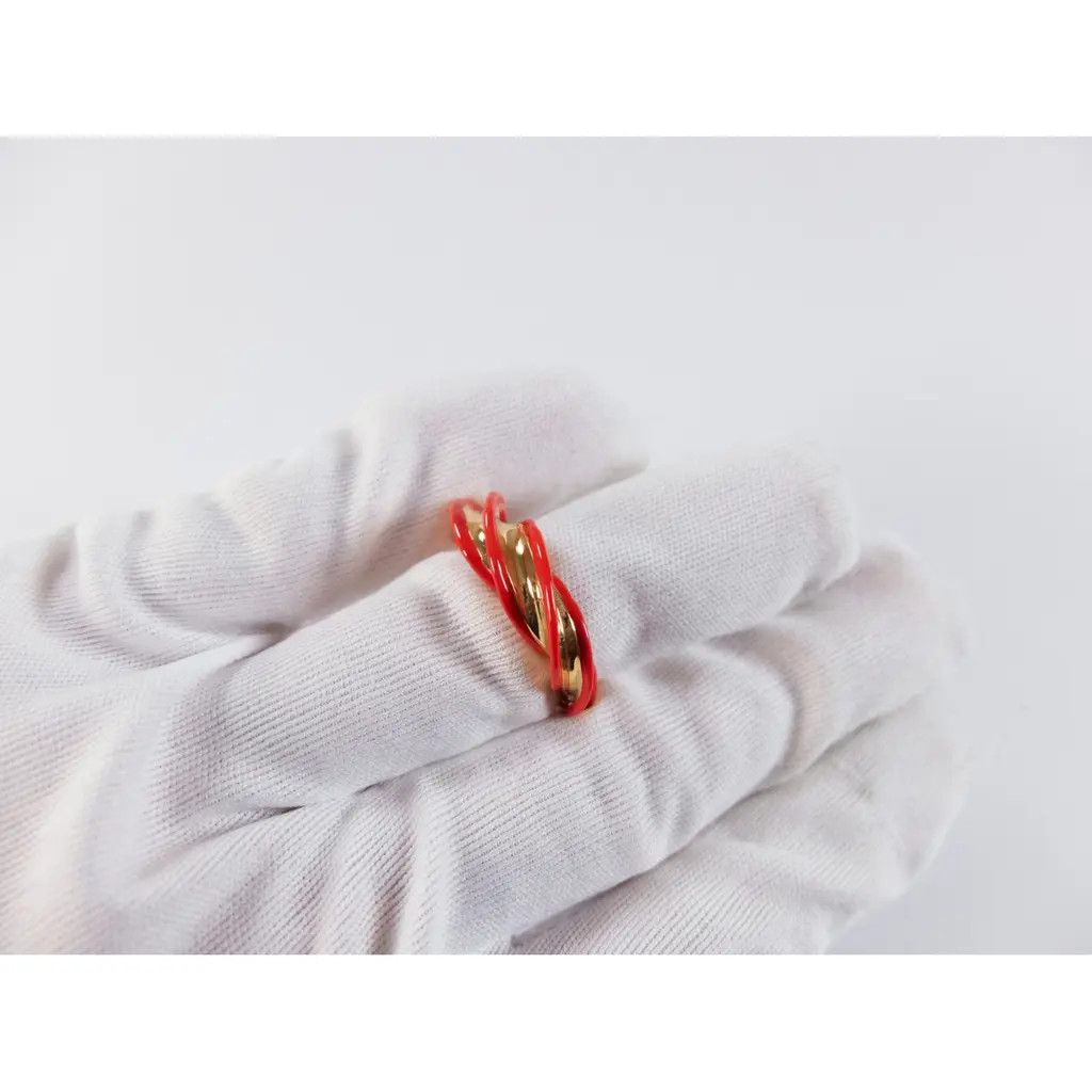 Bottega Veneta o1n1vont0425 Size: 15 / Pillar Twisted Ring in Red/Gold Size ONE SIZE - 2 Thumbnail