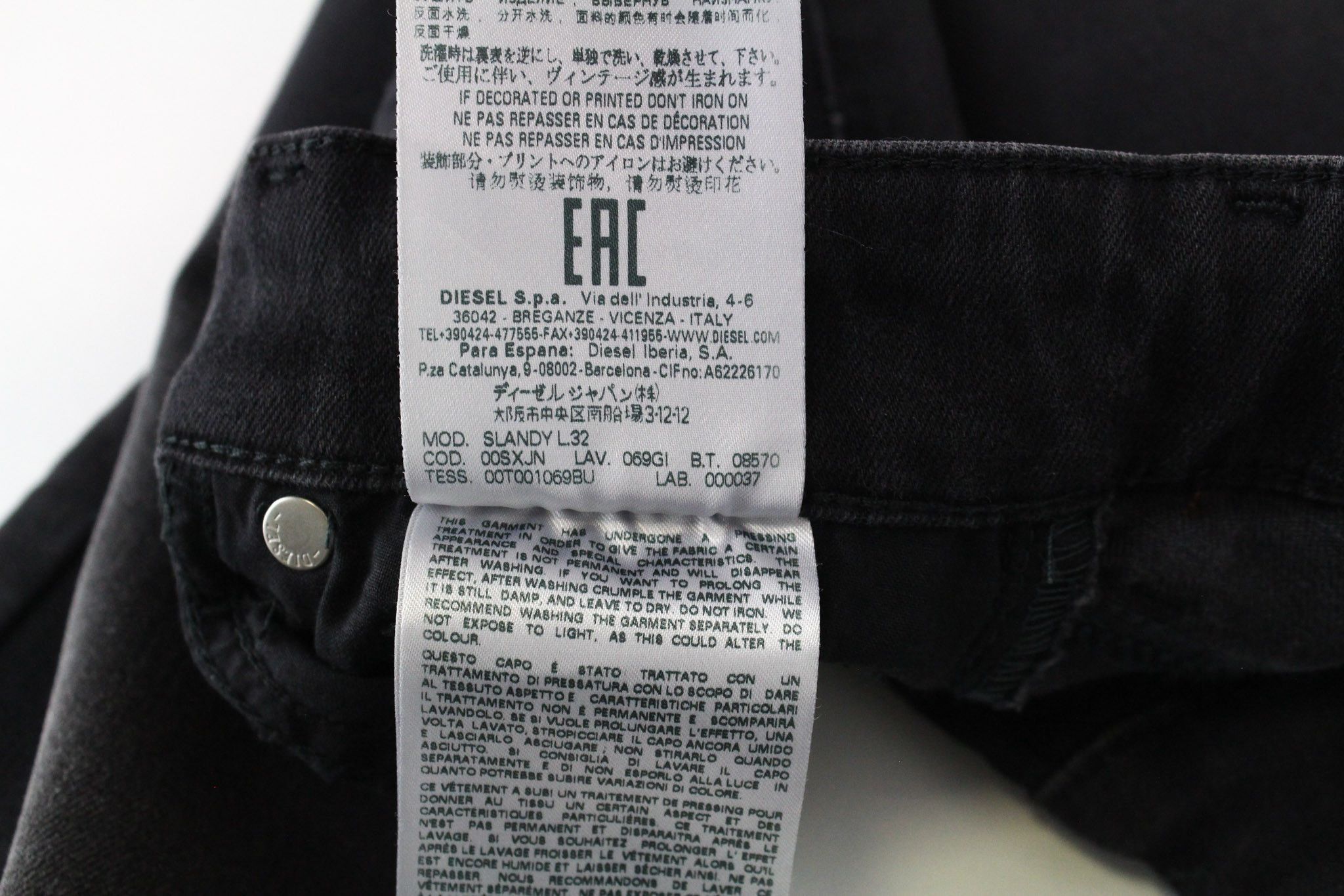 Diesel SLANDY 069GI W23/L32 Girls Black Stretch Jeans 69992 Size 23" - 9 Thumbnail