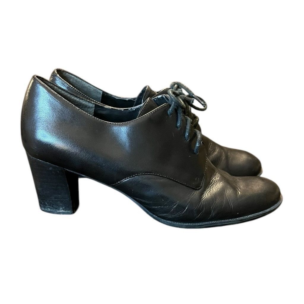 Vintage 90s Bandolino Leather Lace Up Oxford Loafers Block Heels 9 Size US 9 / IT 39 - 10 Thumbnail