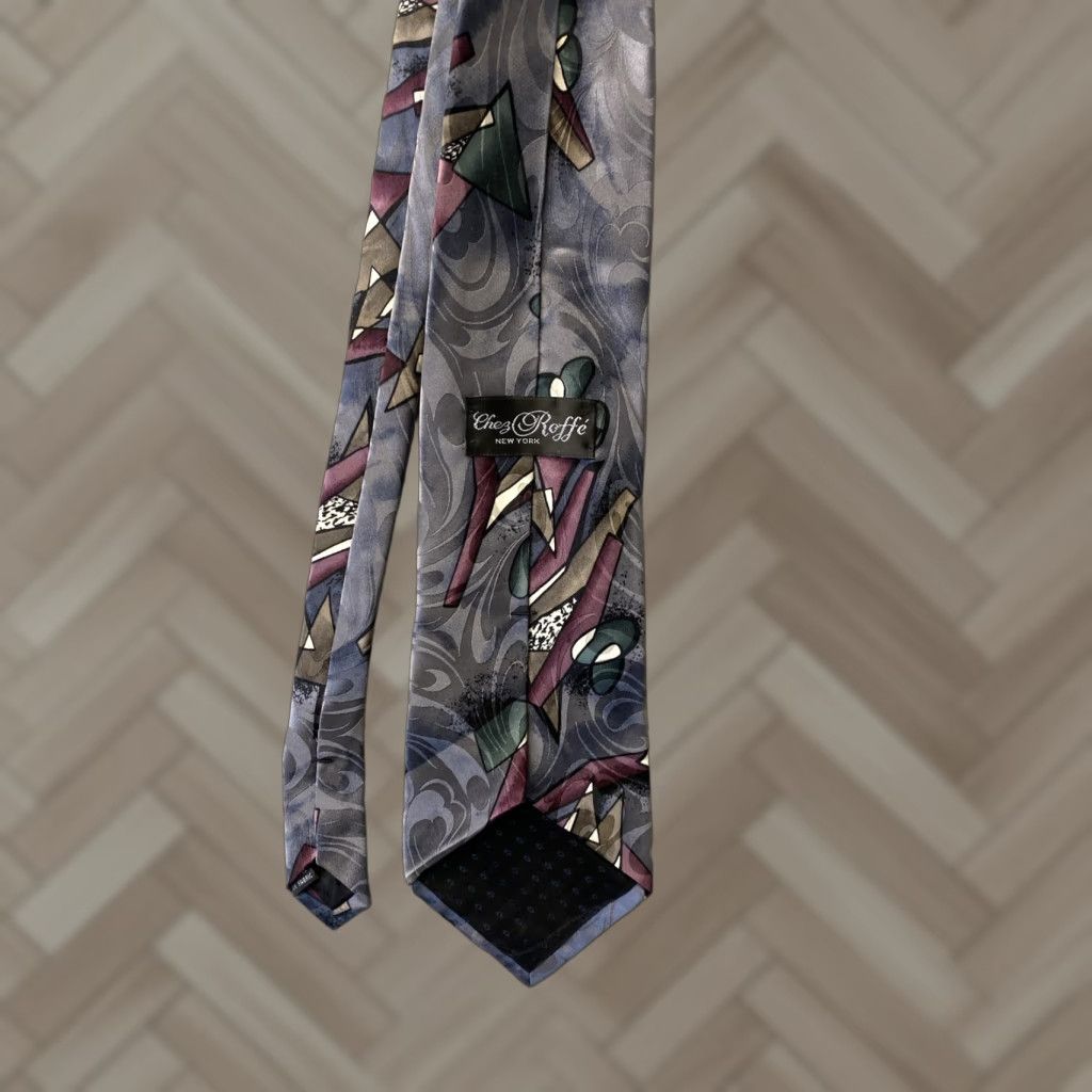 Vintage VINTAGE Chez Roffe Tie Men's Gray Purple Character Neck Tie Size ONE SIZE - 1 Thumbnail