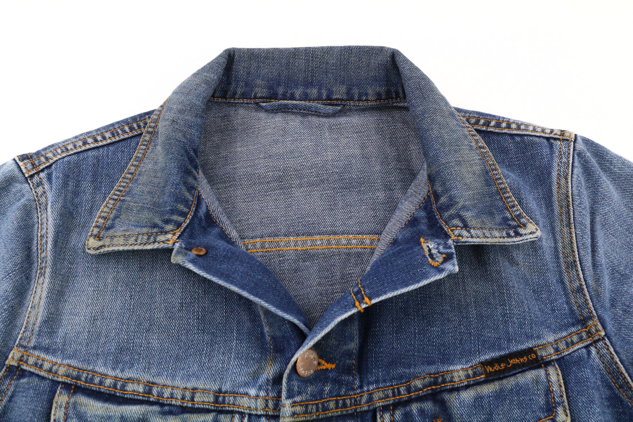 Nudie Jeans TERRY NATURAL WORN S Blue Denim Polo Neck Jacket 80352 Size US S / EU 44-46 / 1 - 4 Thumbnail