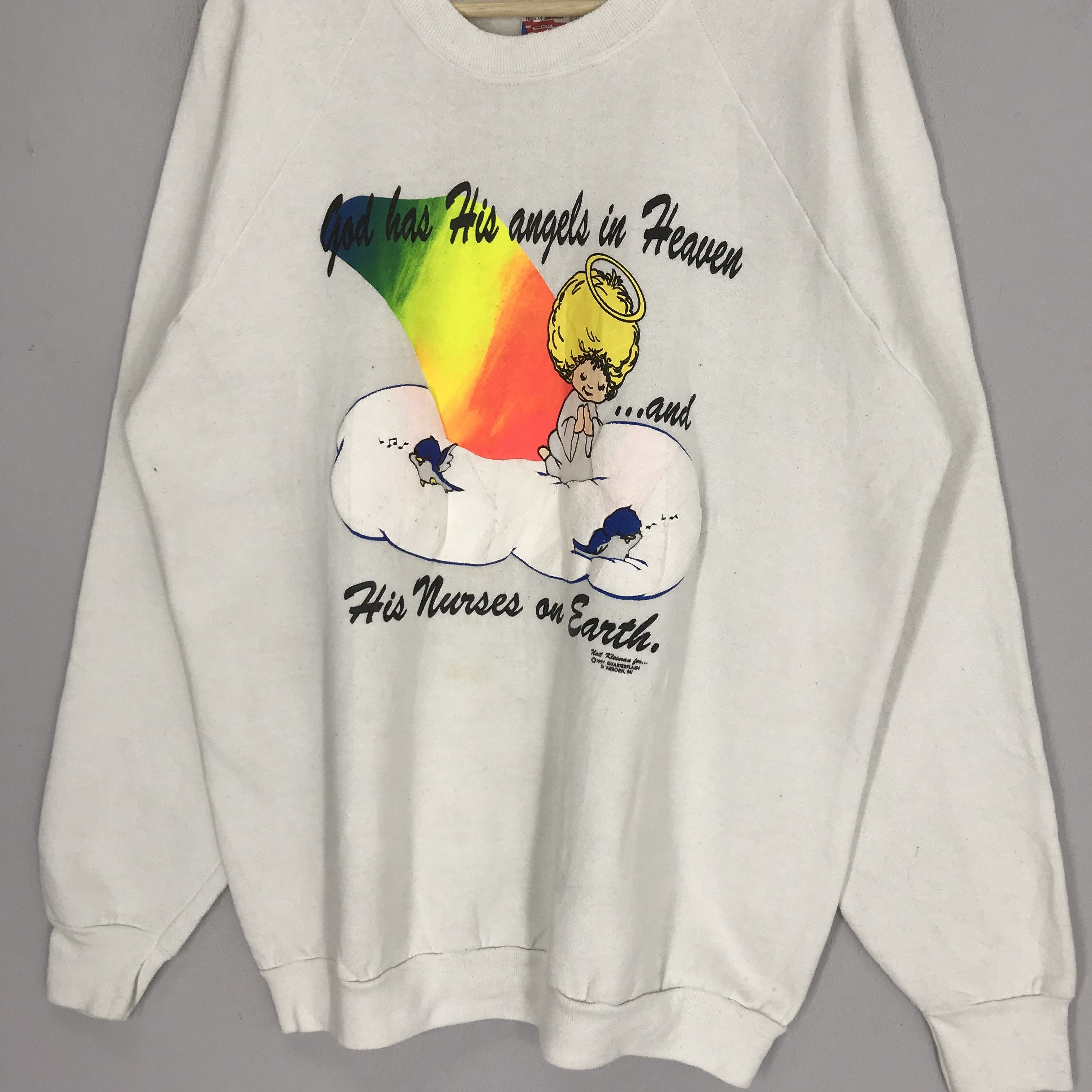 Fruit Of The Loom Vintage 90s God Has His Angel In Heaven - 180 Size US L / EU 52-54 / 3 - 3 Thumbnail