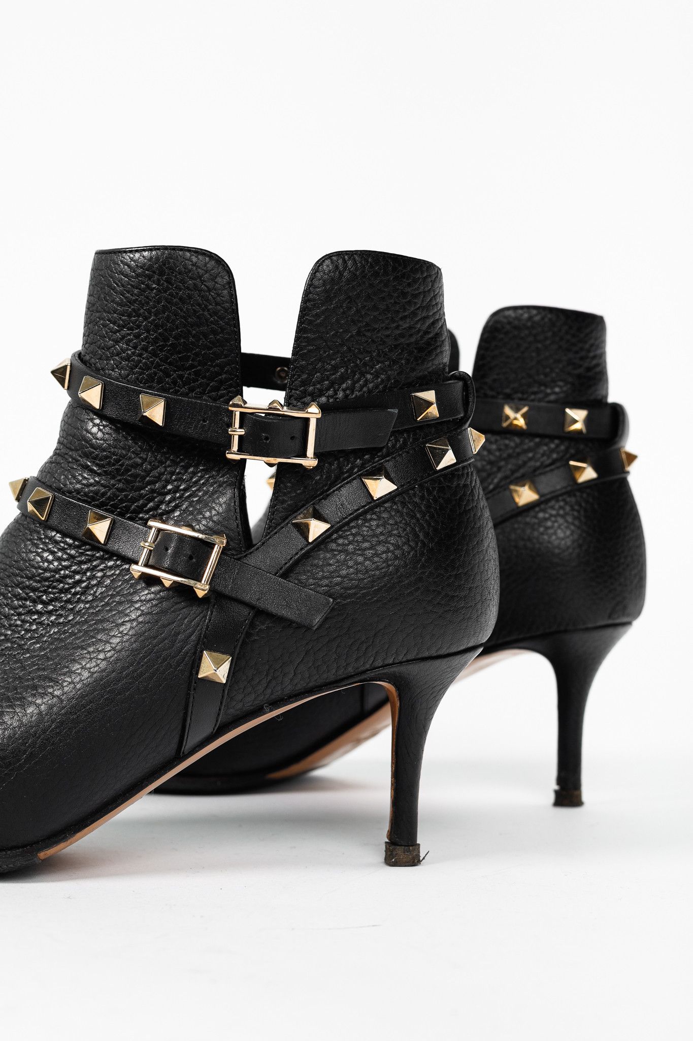 Valentino Valentino Garavani Nero Leather Rockstud Pointed-Toe Booties Size US 7.5 / IT 37.5 - 7 Thumbnail