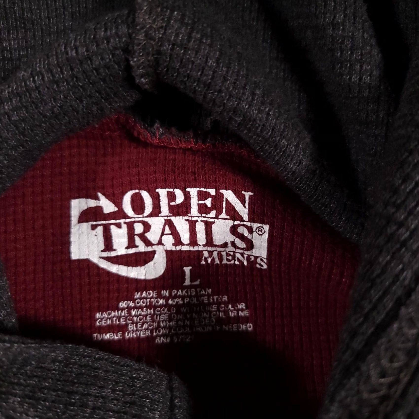 Vintage Open Trails Pullover Hoodie Mens Large Maroon Gray Button Henley Hood Casual Size US L / EU 52-54 / 3 - 5 Thumbnail