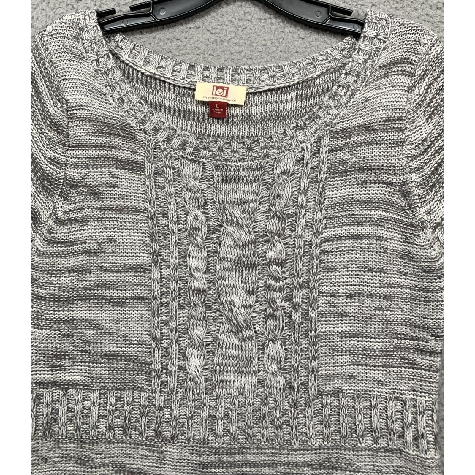 L.E.I. L.e.i. Junior Sweater Dress Short Sleeve Heather Gray 5" Split Hem Soft L Size L / US 10 / IT 46 - 3 Thumbnail