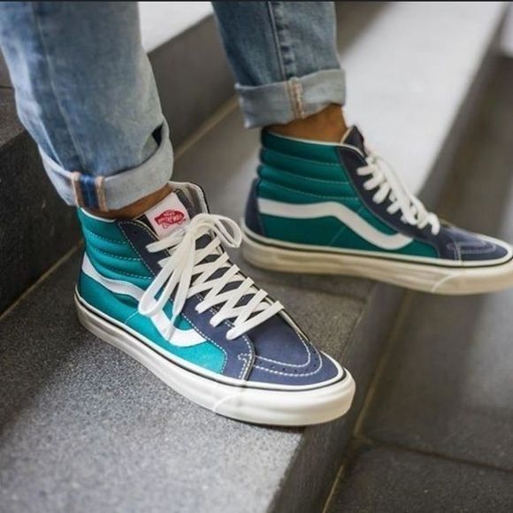 Vans Vans Sk8 Hi Top Sneakers Shoes Slim 2 Tone Blue Cockatoo Siz Grailed