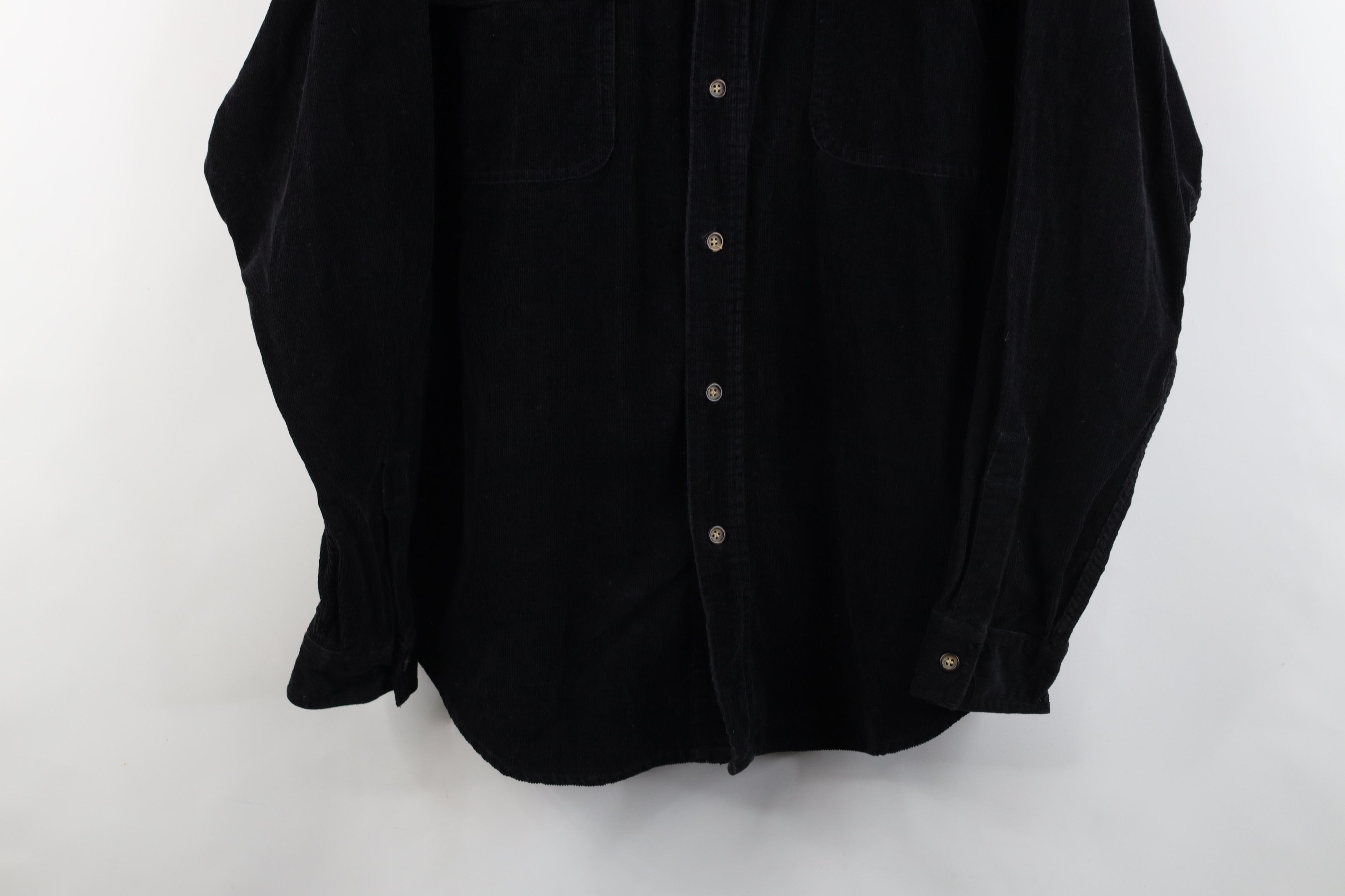 Vintage Vintage 90s Streetwear Corduroy Collared Button Shirt Black Size US L / EU 52-54 / 3 - 3 Thumbnail
