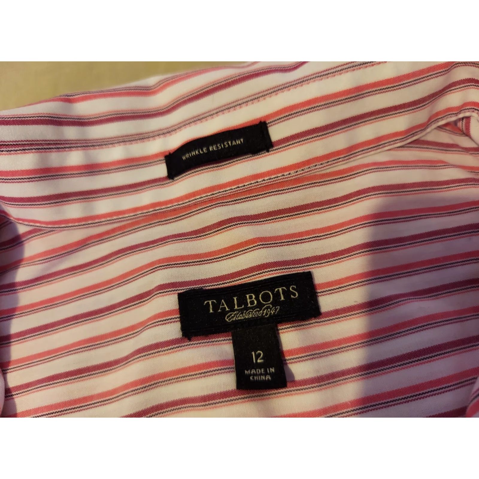 Talbots Talbots Blouse Shirt 12 Red Cotton Button Collared Long Sleeve Women's Regular Size XL / US 12-14 / IT 48-50 - 3 Thumbnail