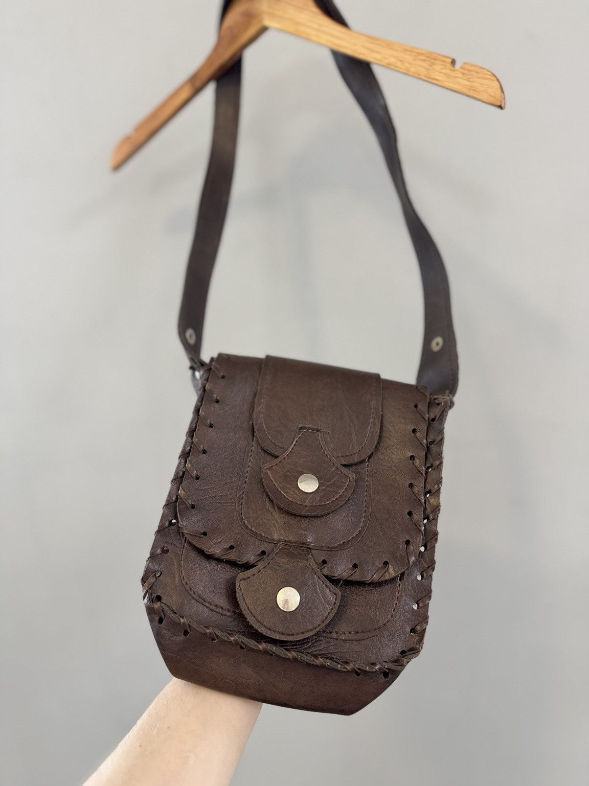 Japanese Brand × Vintage Very crazy mini brown leather bag Size ONE SIZE - 6 Thumbnail