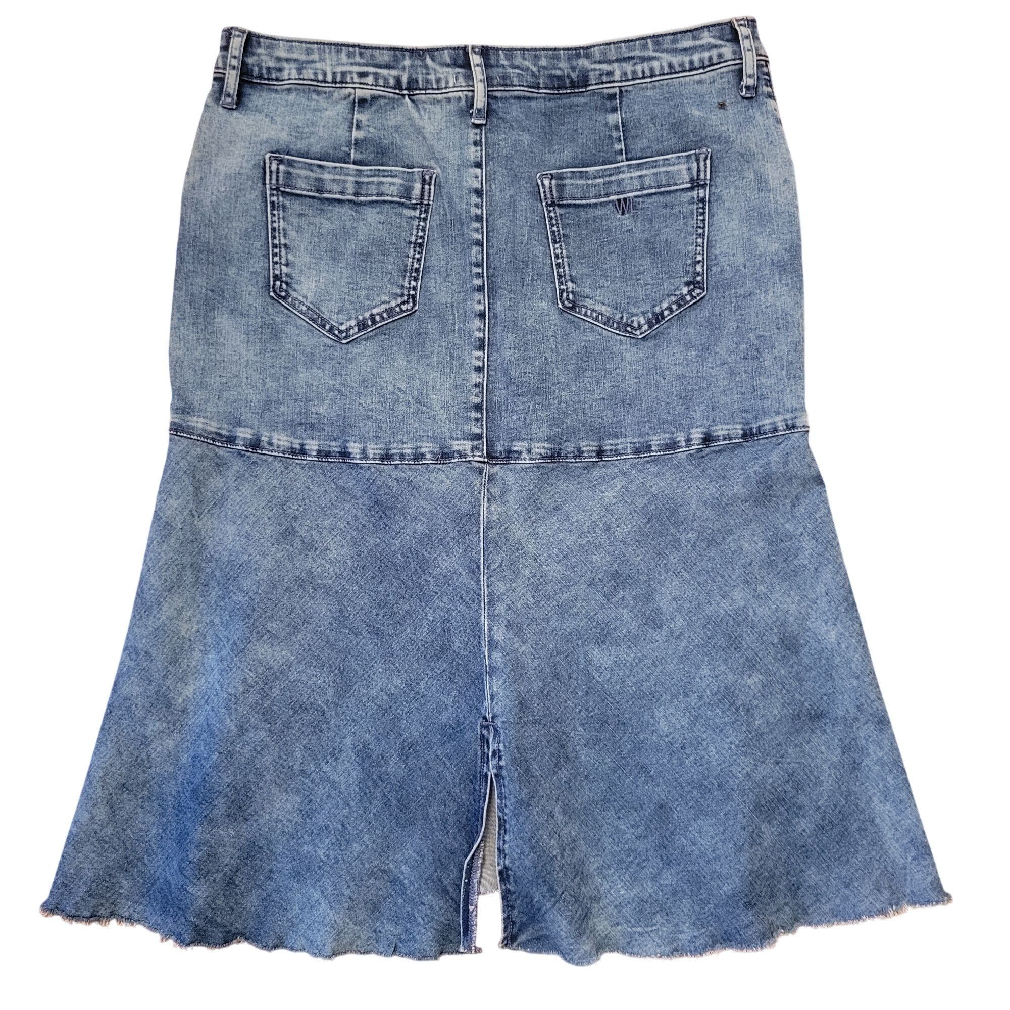 Other Wash Lab Blue Jean Denim Skirt 32 Flared A Line Back Slit Ye Size 35" - 4 Thumbnail