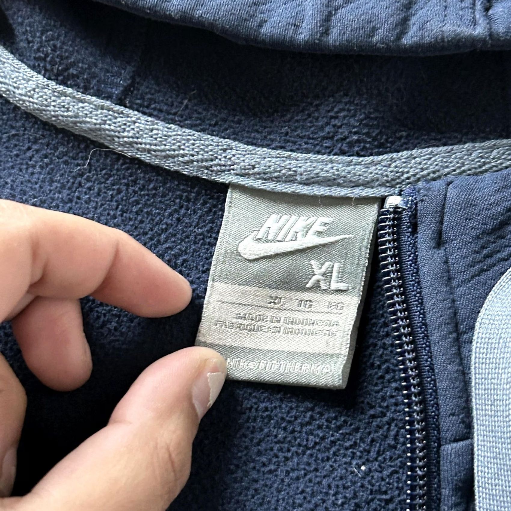 Nike Nike Hoodie Mens XL Blue Fleece Full Zip Swoosh Logo Sweatshirt Size US XL / EU 56 / 4 - 4 Thumbnail
