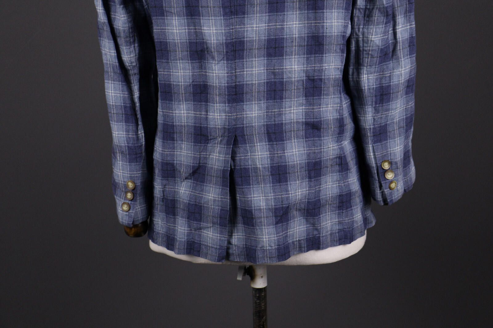 L.L. Bean L.L. Bean Petite Blue Check 100% Linen Blazer Jacket Size Size M / US 6-8 / IT 42-44 - 7 Thumbnail