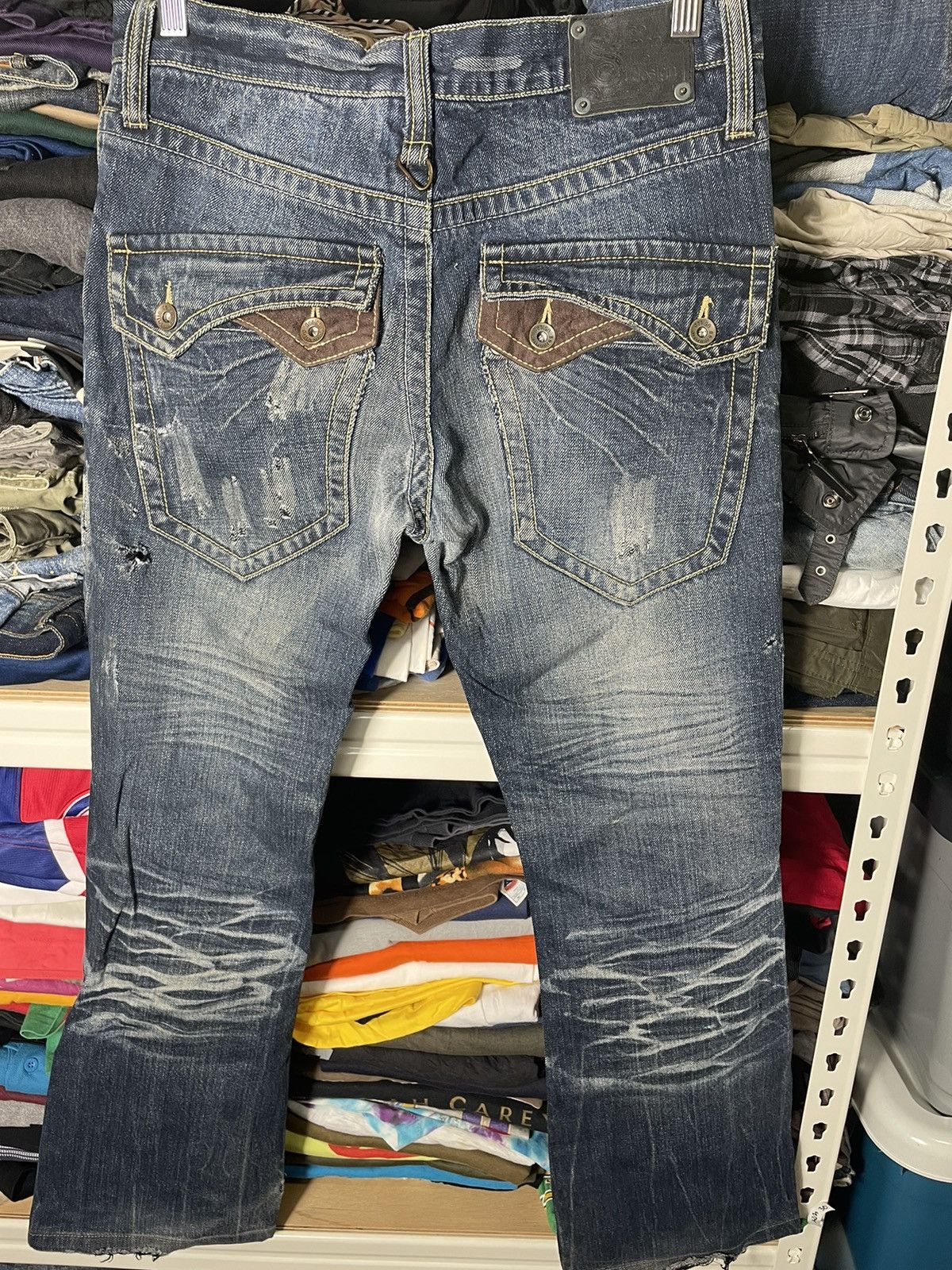 Japanese Brand Distressed Semantic Design Flair Cut Jeans Size US 32 / EU 48 - 5 Thumbnail