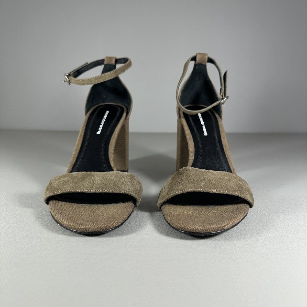Alexander Wang Alexander Wang Khaki Canvas Suede Abby Ankle Strap Sandals Size US 8 / IT 38 - 3 Thumbnail