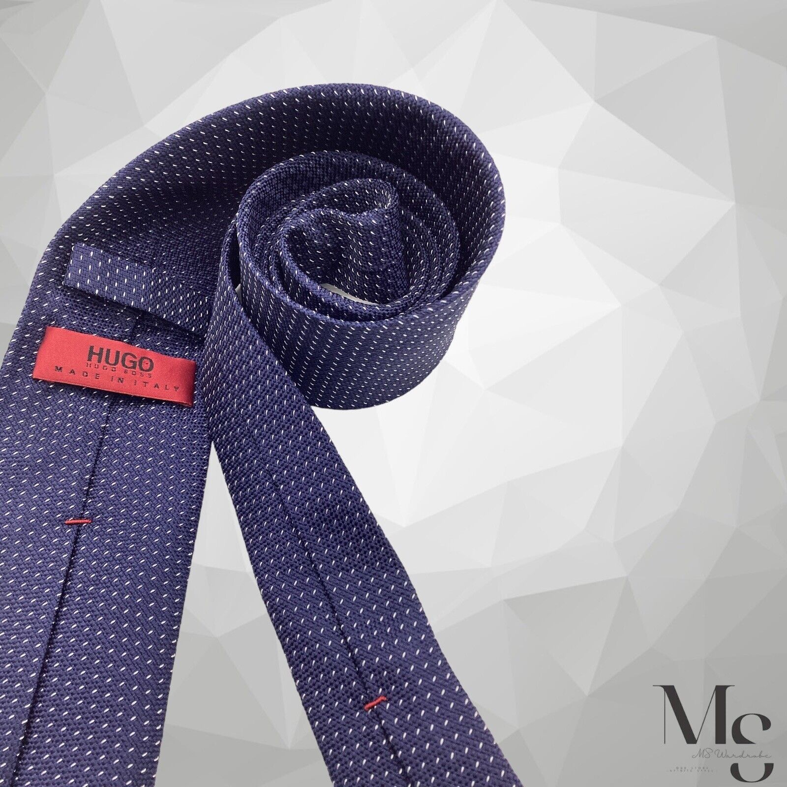 Hugo Boss BOSS HUGO BOSS Red Tag Blue Geometric Silk Tie Made In Italy Size ONE SIZE - 3 Thumbnail