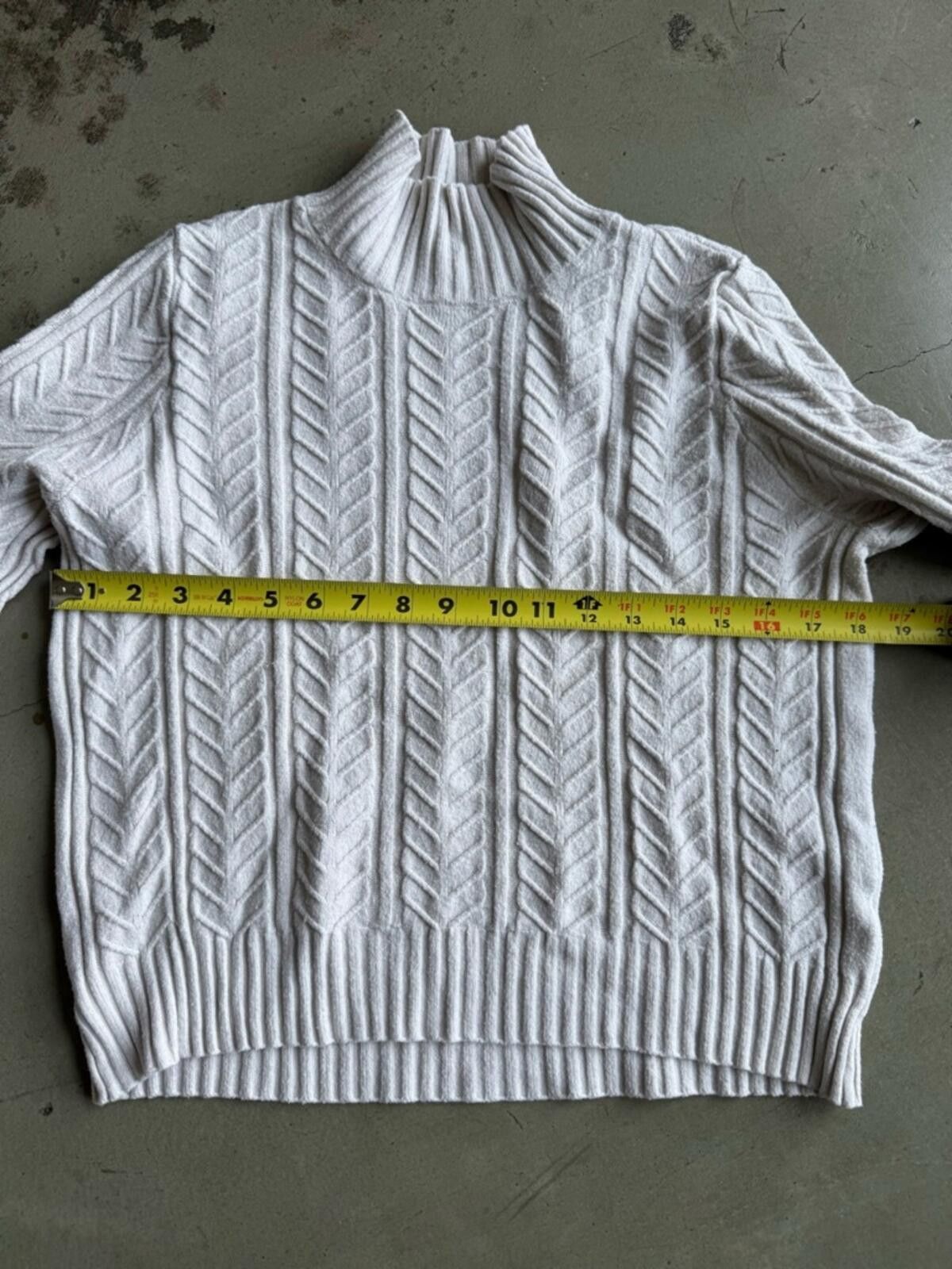 Caruso Cyrus / Cable Knit Mockneck Sweater / Ivory Size M / US 6-8 / IT 42-44 - 7 Thumbnail