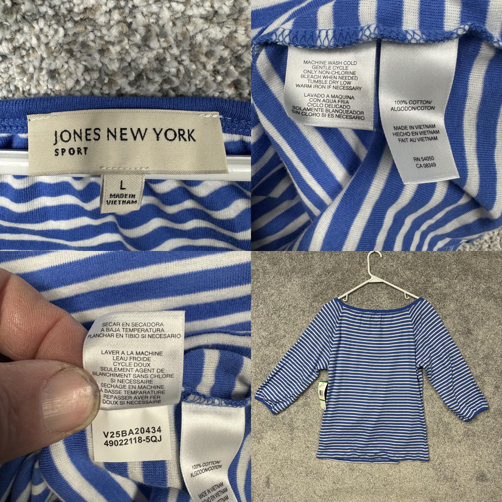 Jones New York Jones New York Sport Shirt Large Striped Nautical Casual Layering Classic Preppy Size L / US 10 / IT 46 - 8 Thumbnail