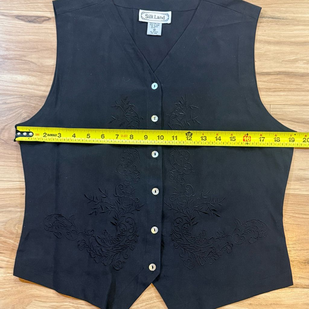 WISDOM Silk Land Women’s Black Silk Vest Petite M Size L / US 10 / IT 46 - 5 Thumbnail
