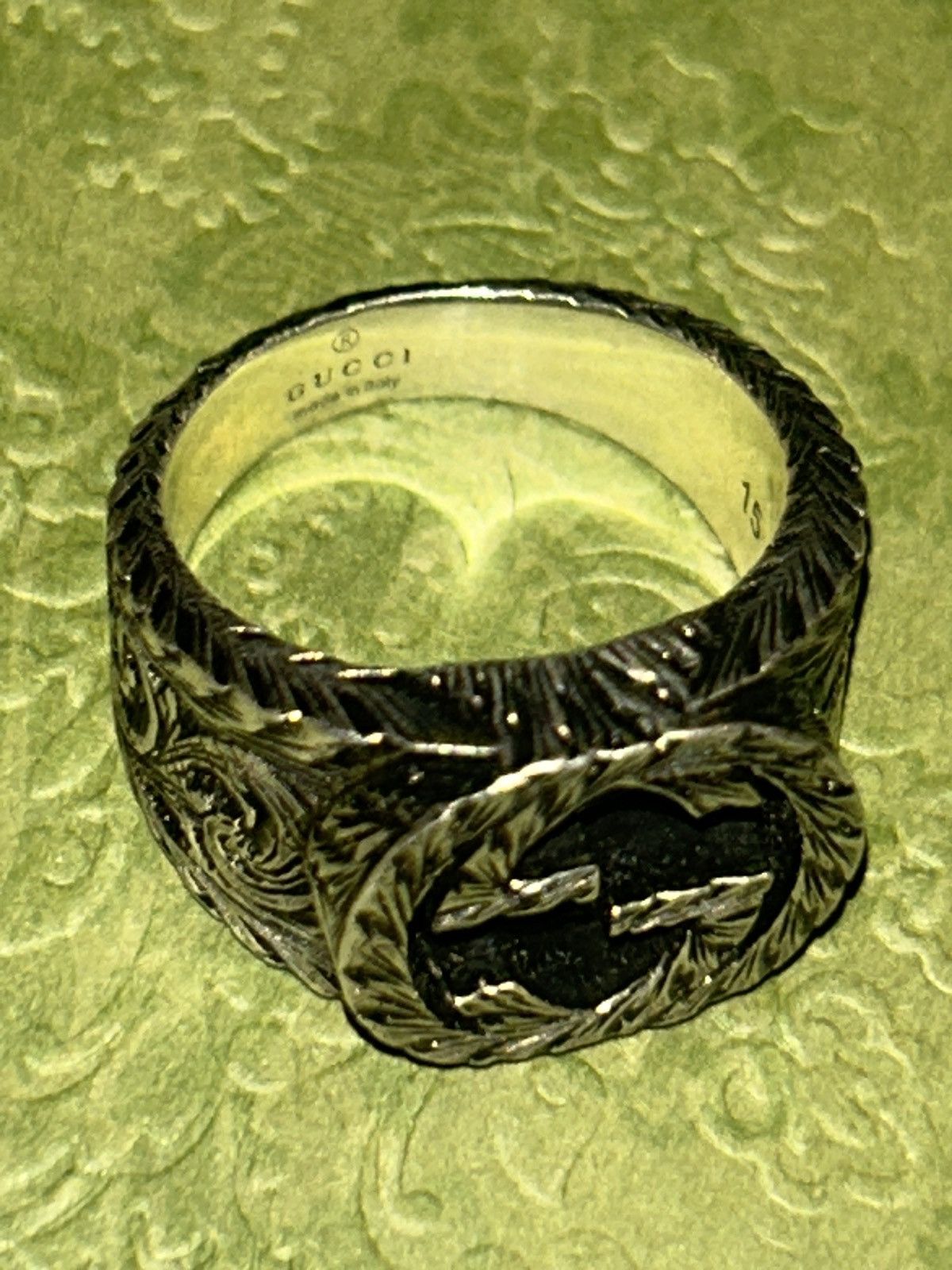 Gucci Gucci GG Logo Sterling Silver 925 Ring Unisex 455302 Size ONE SIZE - 6 Thumbnail