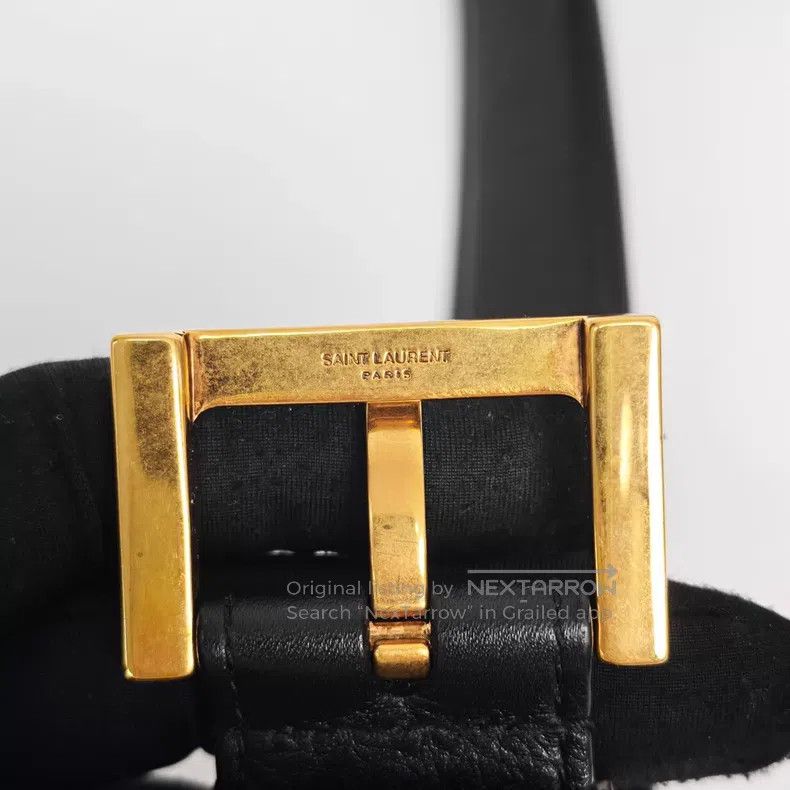 Saint Laurent Paris Saint Laurent Paris Black Gold Buckle Belt i Size ONE SIZE - 9 Thumbnail