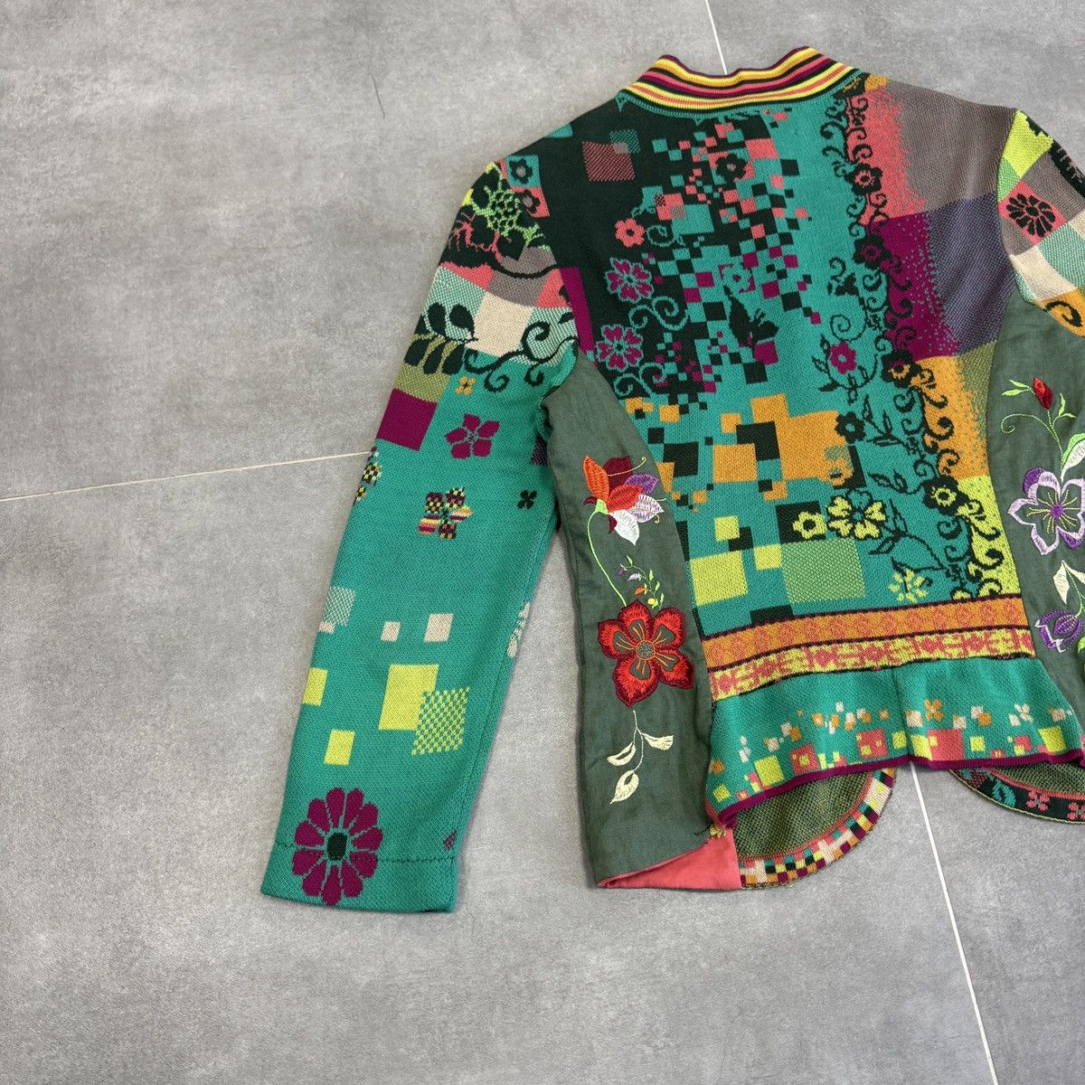 Vintage Ivko Handwritten Emotion Emerald Linen Sweater Cardigan Size XS / US 0-2 / IT 36-38 - 21 Thumbnail