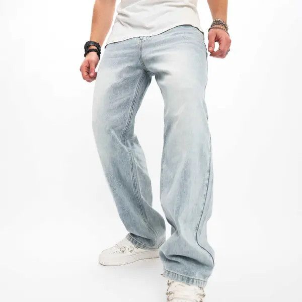 Japanese Brand Hazaki x Kida Men's street retro washed loose straight jeans Size US 32 / EU 48 - 2 Thumbnail