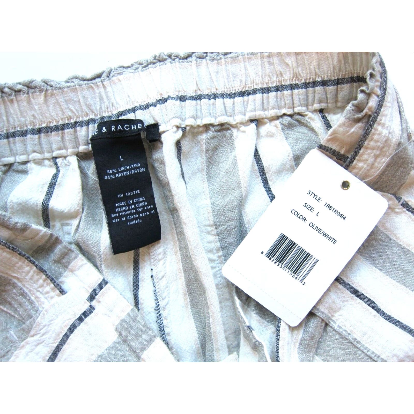 Vintage VINTAGE Zac & Rachel Linen Olive Green Ivory Black Stripe Pocket Wide Leg Pant Large Size 36" / US 14 / IT 50 - 3 Thumbnail