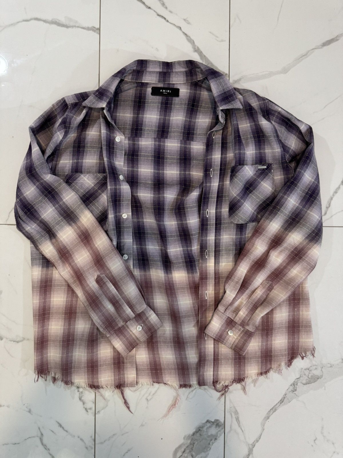 Amiri Amiri Ombre Plaid Lurex Flannel Shirt Size US S / EU 44-46 / 1 - 1 Thumbnail