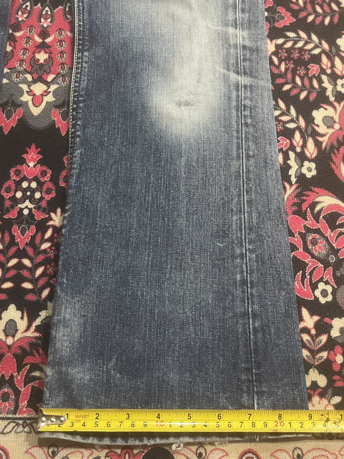 Lee Vintage Japan Lee Rider Blue Faded Wash Distress Flare Jeans Size US 32 / EU 48 - 15 Thumbnail