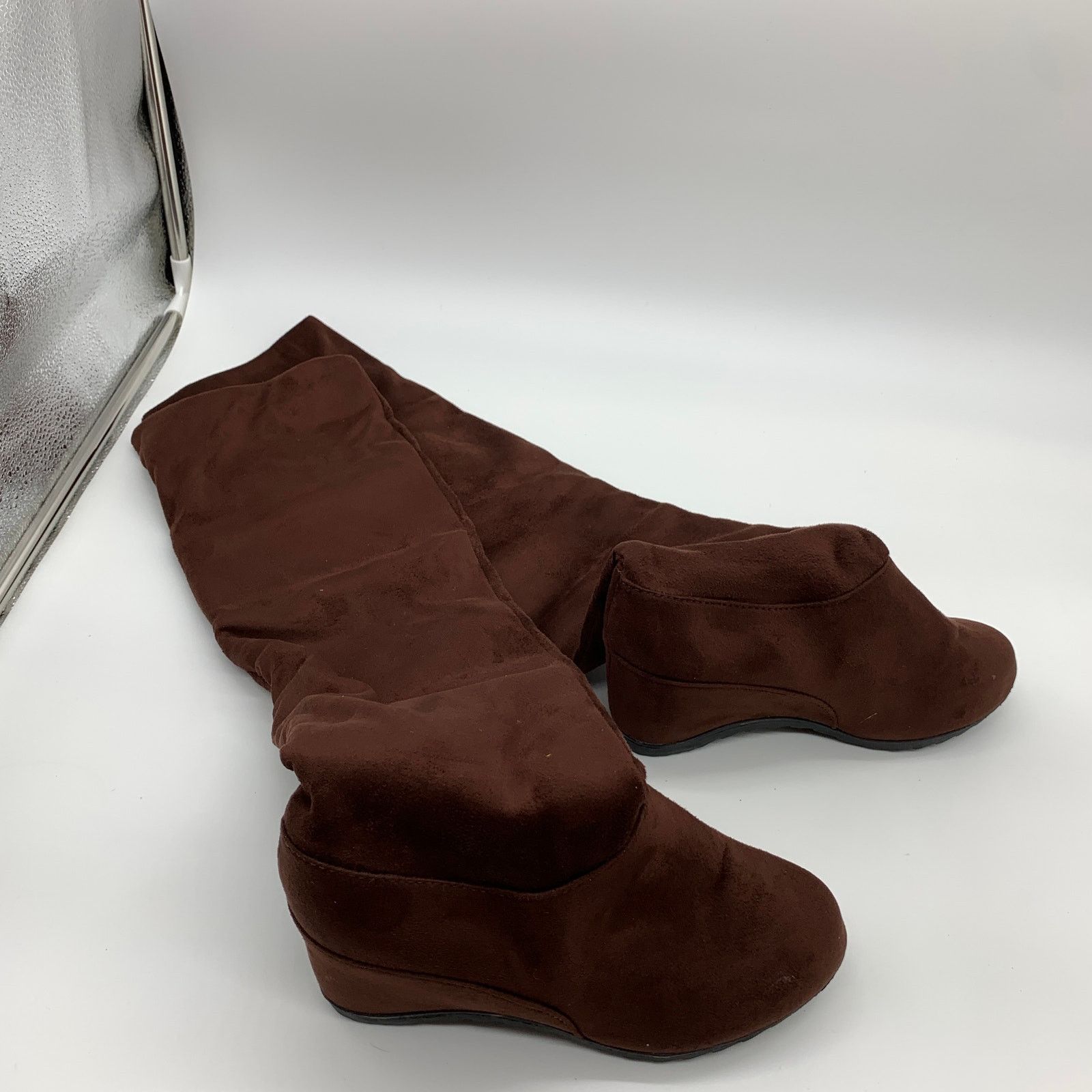Other Women's Brown Boots Size 6.5 Over The Knee Wedge Boot Size US 6.5 / IT 36.5 - 6 Thumbnail