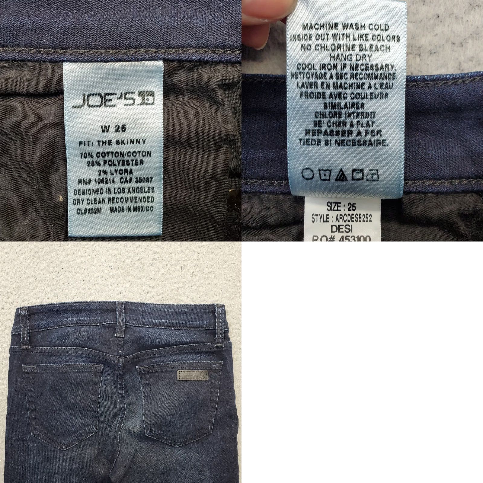 Vintage Joe's Jeans Womens 25 Blue Denim Ultra-Slim Stretch Dark Wash Faded Whiskered Jeans Size 42" / US 20 - 8 Thumbnail