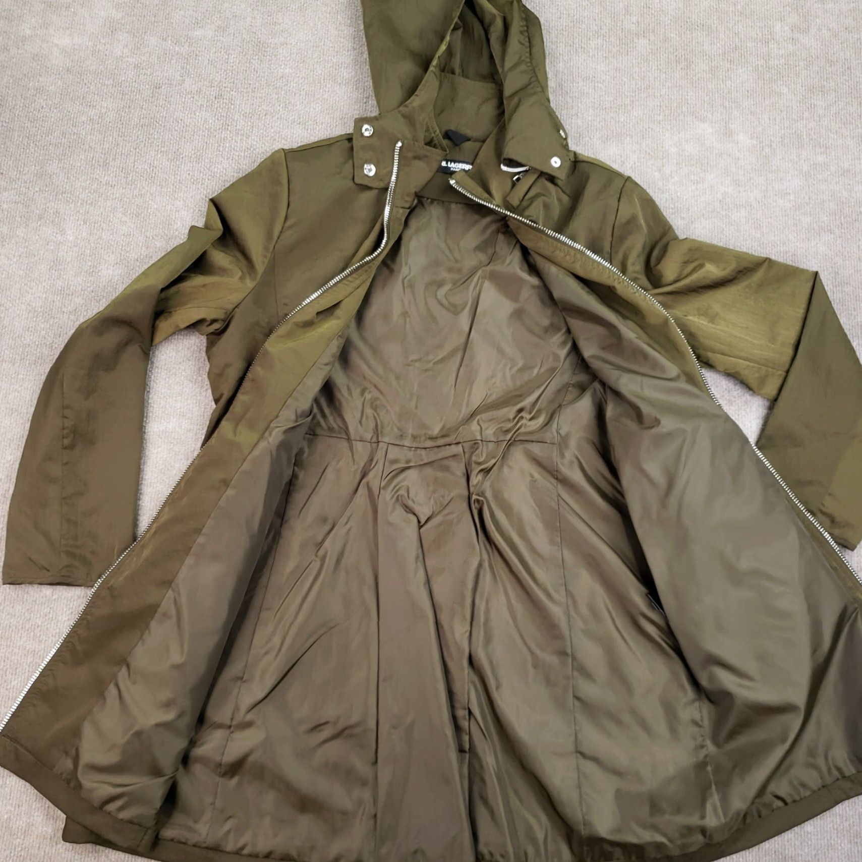 Karl Lagerfeld VINTAGE Karl Lagerfeld Jacket Women Green Hooded Windbreaker Pockets Full Zip Long Size L / US 10 / IT 46 - 7 Thumbnail