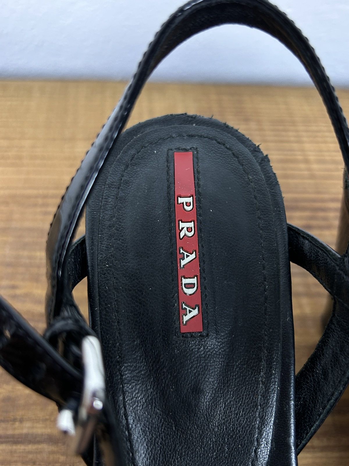 Prada Prada Logo Patch Platform Heeled Sandals Size 38.5 Size US 8.5 / IT 38.5 - 6 Thumbnail