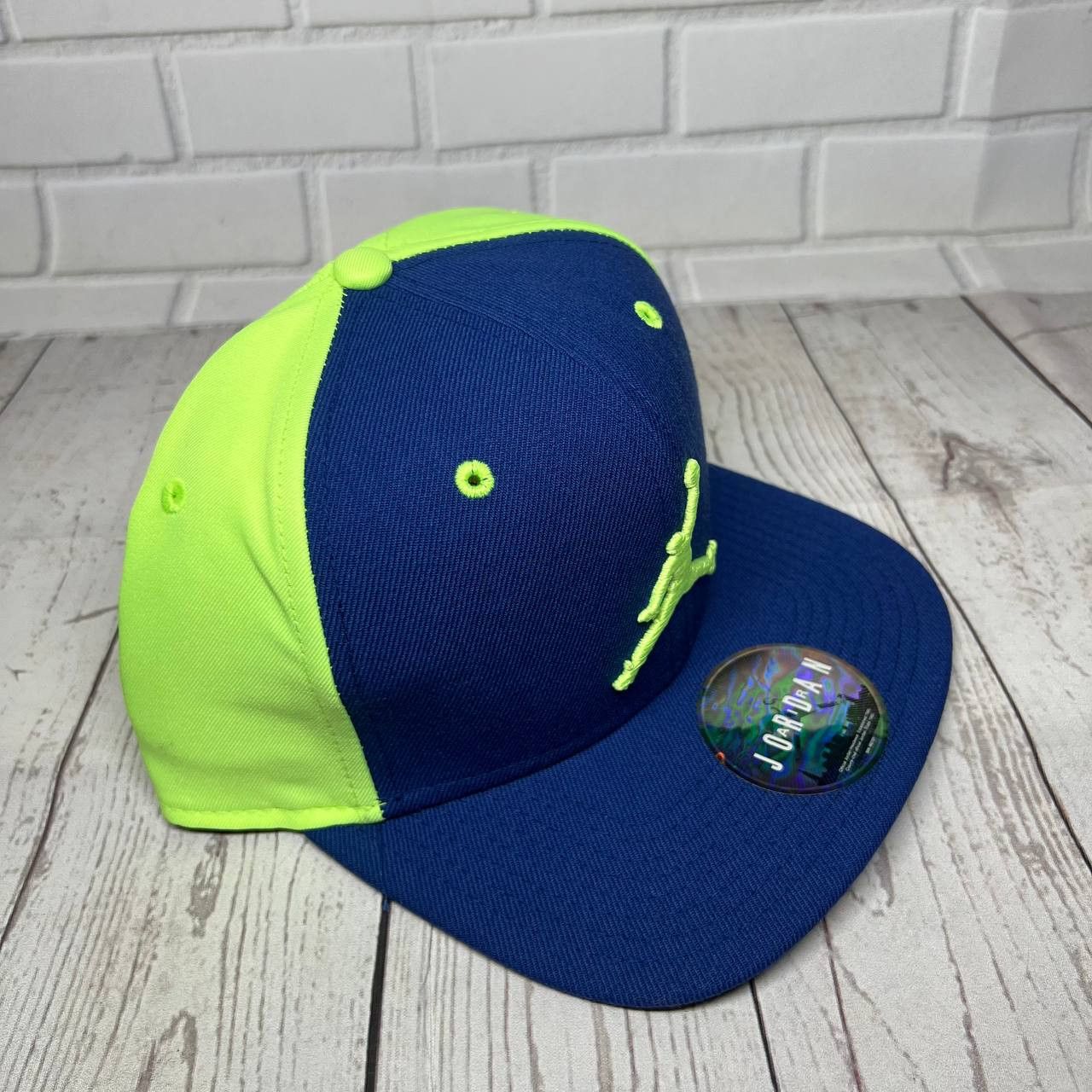 Air Jordan Blue and Lime Jumpman Hat Snapback Cap New Men