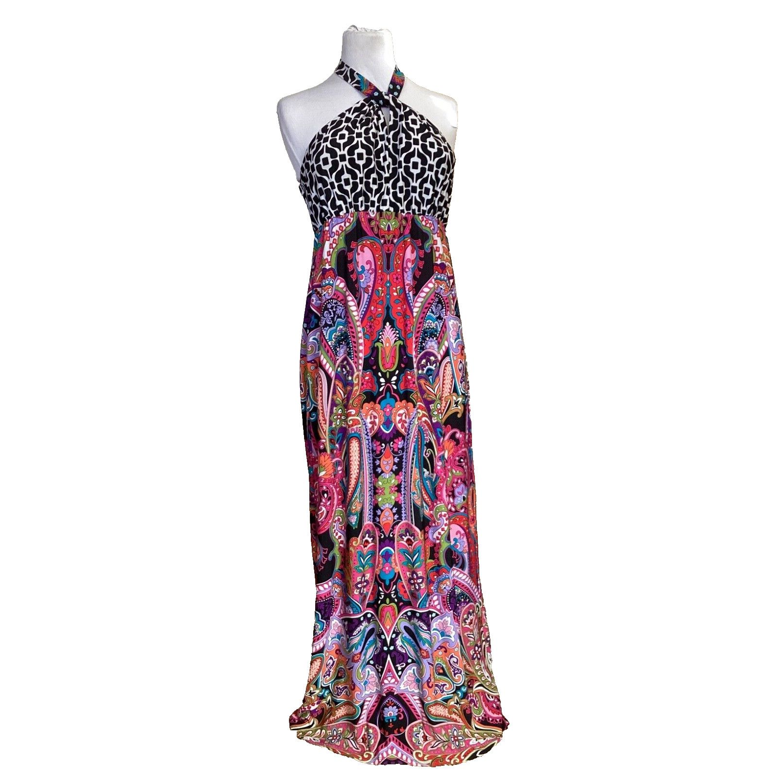 Other VINTAGE 70'S STYLE HALTER PAISLEY KEYHOLE MAXI DRESS SZ L Size L / US 10 / IT 46 - 1 Thumbnail