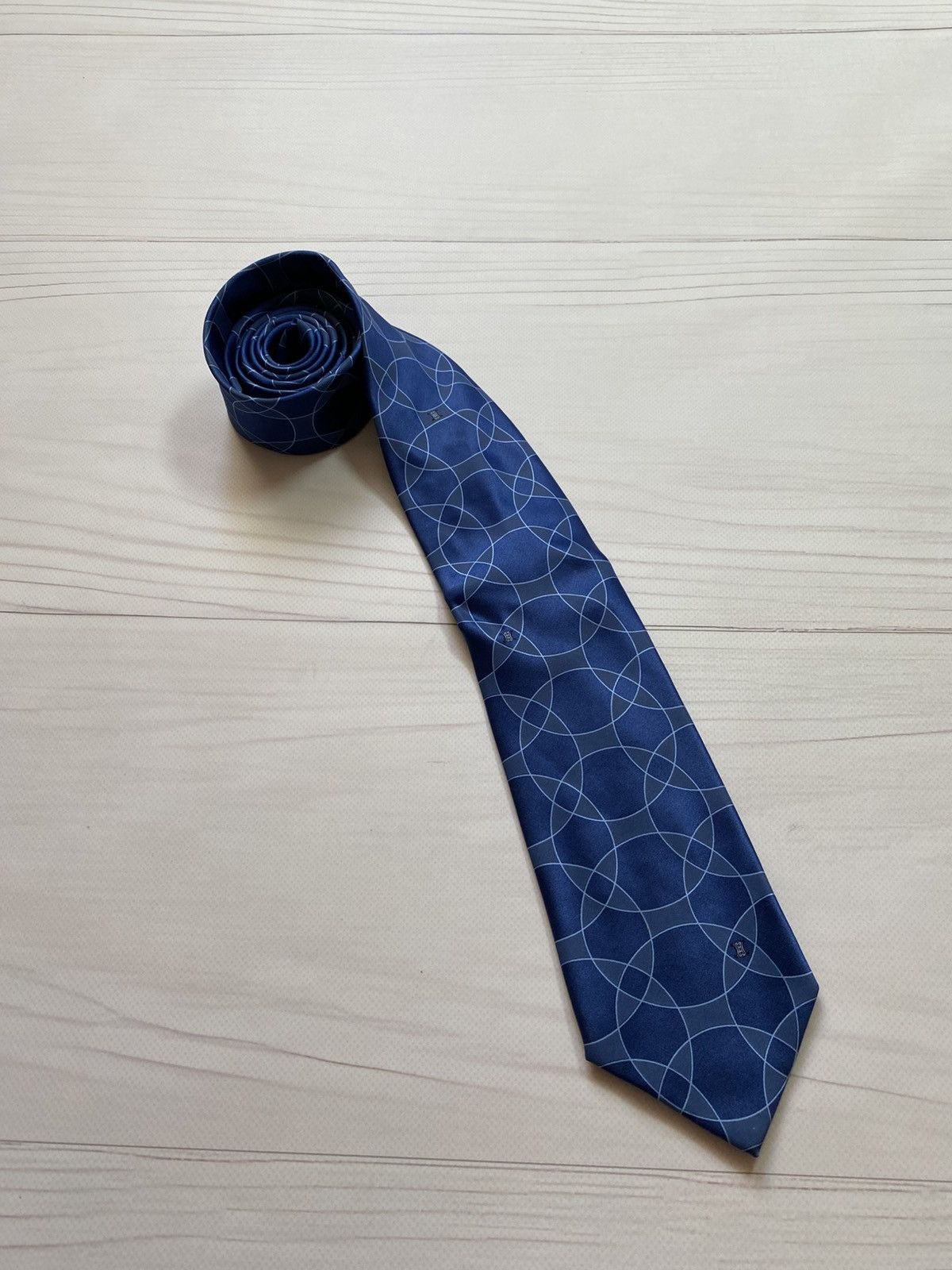 Celine Celine Blue Silk Geometric Pattern Tie Size ONE SIZE - 1 Thumbnail