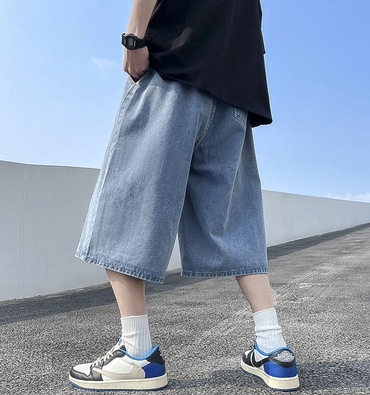 Japanese Brand × Jean Loose straight leg wide leg denim shorts Size US 32 / EU 48 - 5 Thumbnail