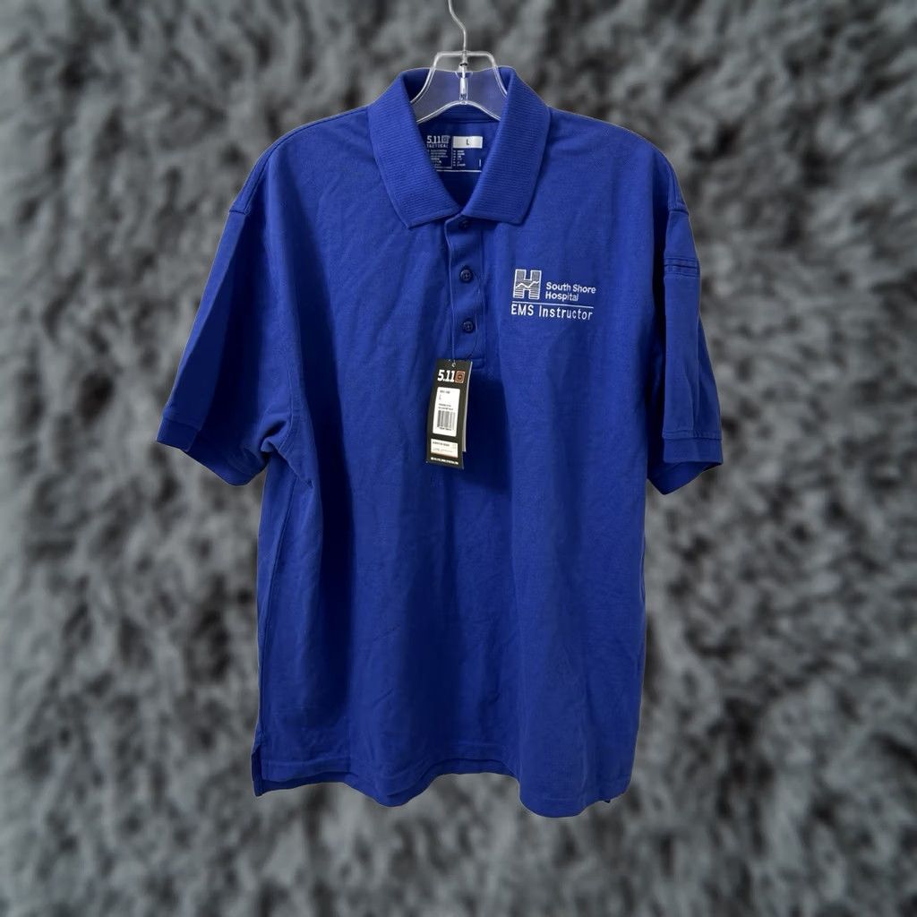 Vintage 5.11 Tactical Polo Shirt Mens Large Academy Blue Short Sleeve NWT Logo Embroidered Pockets Moisture Wicking Breathable Workwear Polo Shirt Size US L / EU 52-54 / 3 - 1 Thumbnail