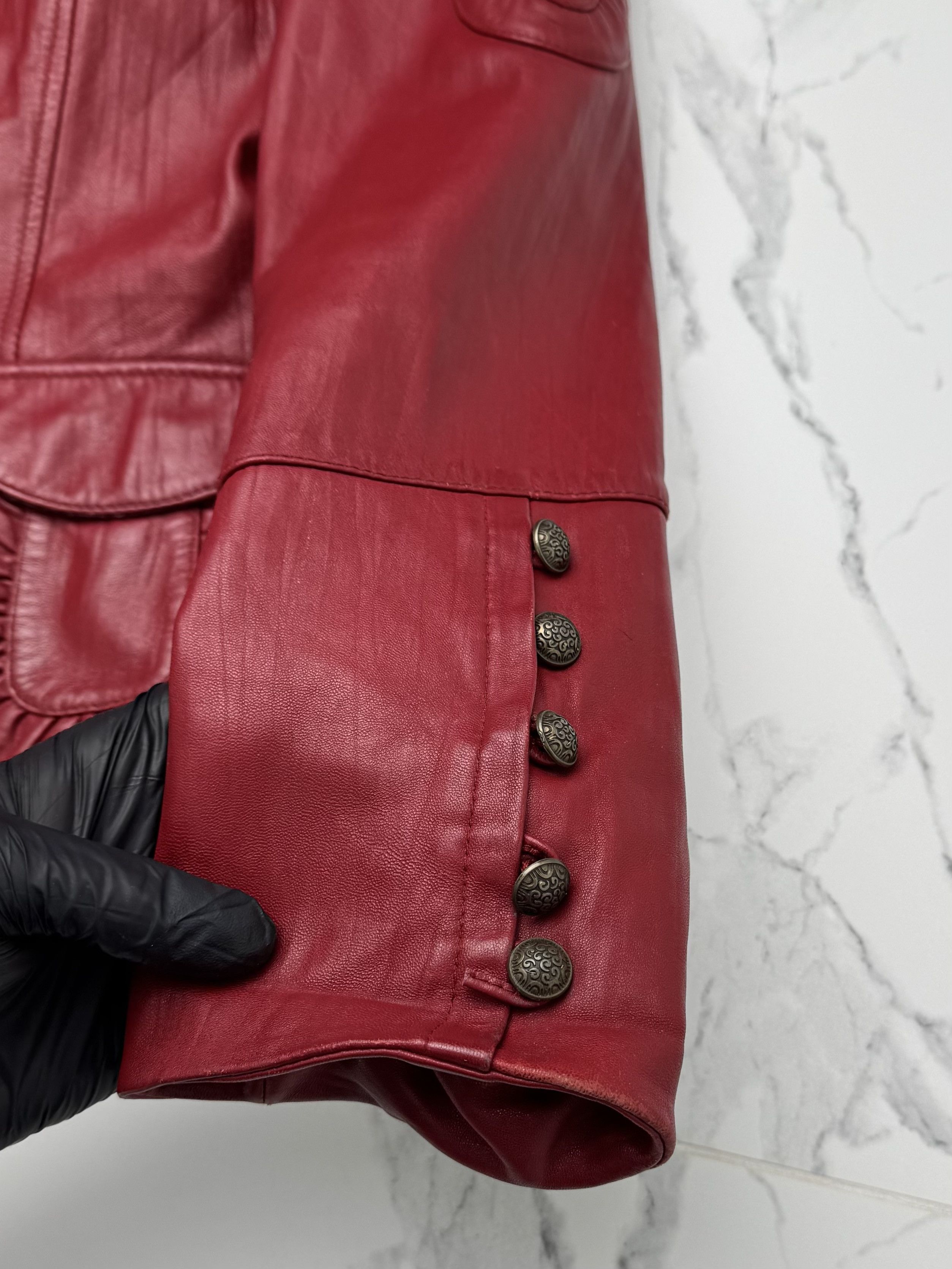 Vintage Women Red Leather Jacket Y2K Vintage Fitted Zip Up Style Size S / US 4 / IT 40 - 6 Thumbnail