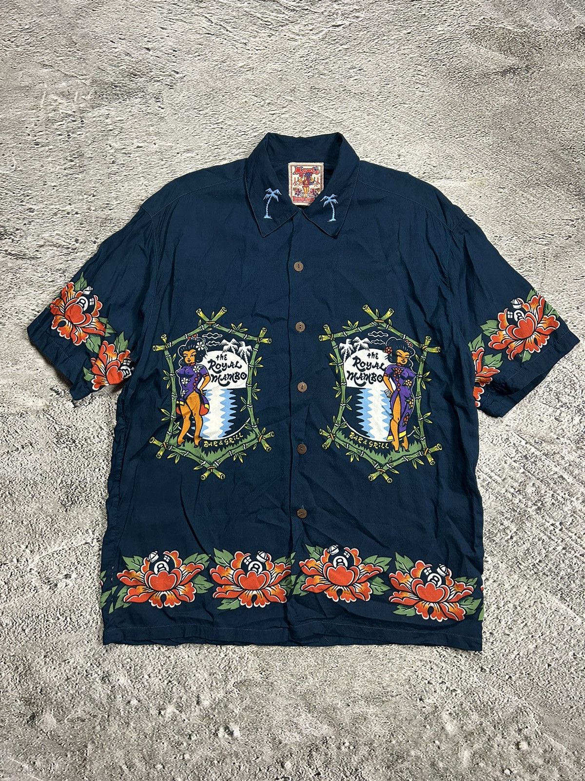 Mambo × Vintage Rare Vintage Mambo Loud Hawaiian Shirt navy blue Size US XL / EU 56 / 4 - 1 Thumbnail