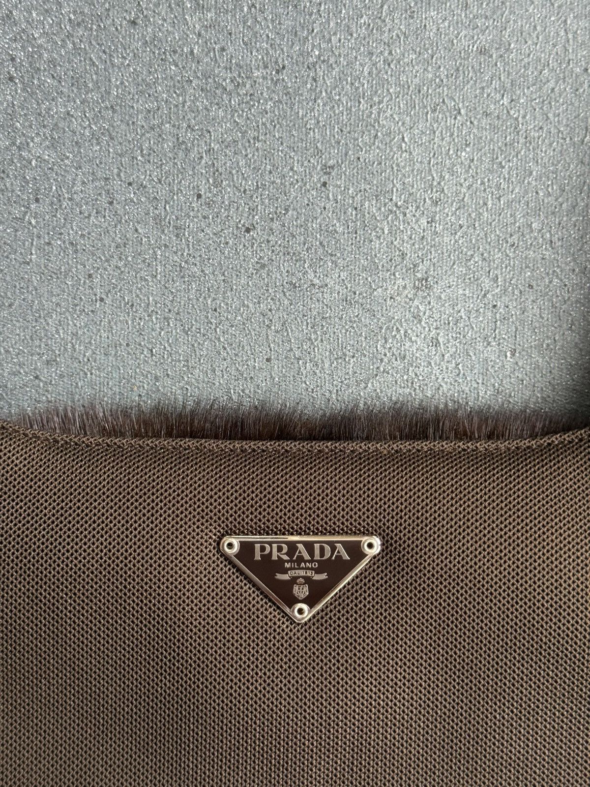 Prada F/W 1999 Prada Mink Fur Brown Logo Cross Body Nylon Bag Size ONE SIZE - 4 Thumbnail