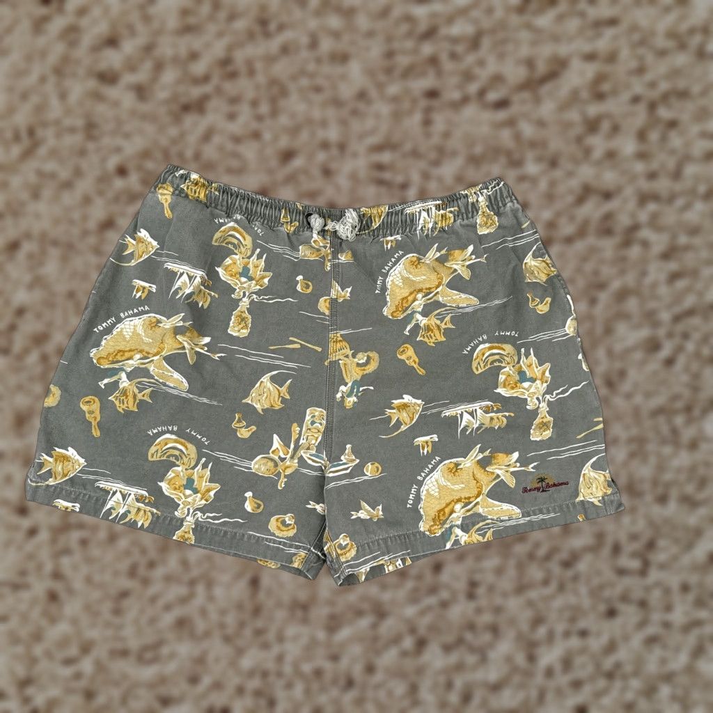 Tommy Bahama VINTAGE Tommy Bahama Shorts Mens XL Green Relax Tropical Fish Print Drawstring Hawaiian Size US 36 / EU 52 - 1 Thumbnail