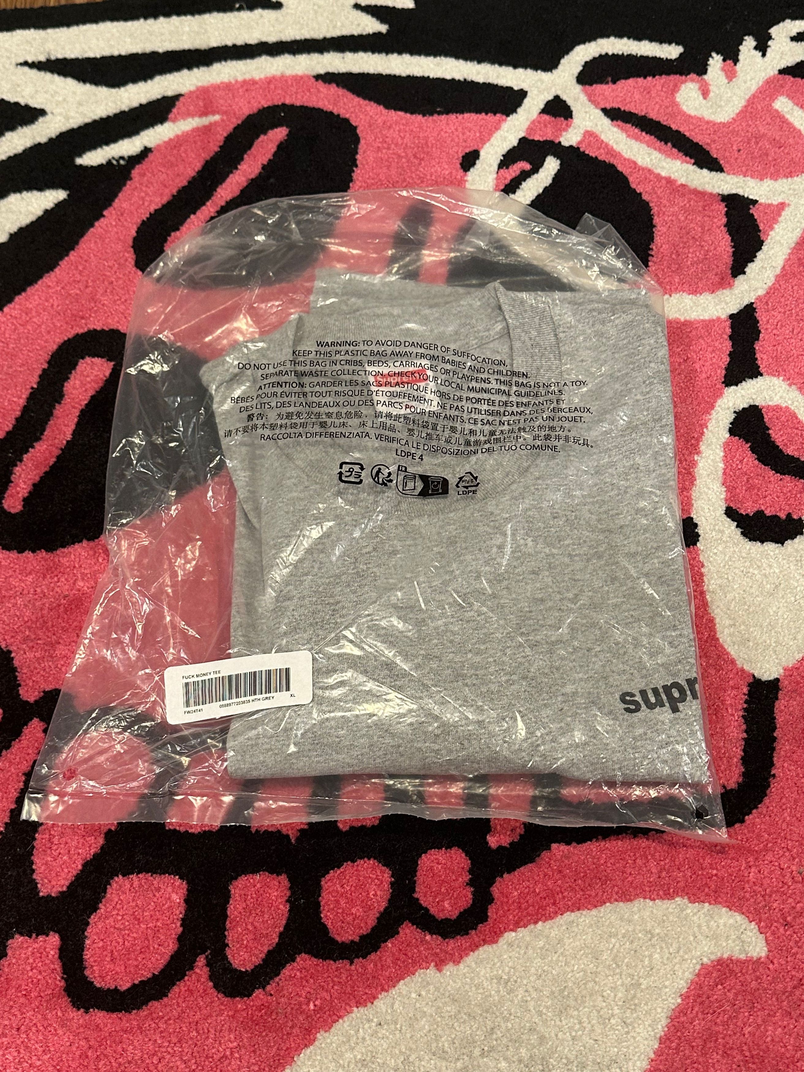 Supreme Fuck Money Tee Heather Grey