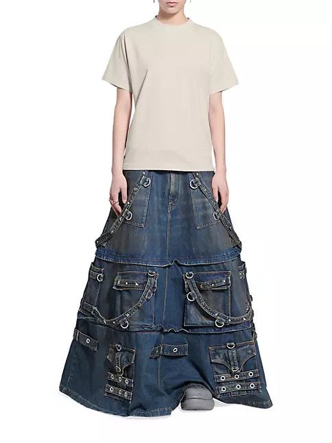 Balenciaga o1s1rm0924 Back Hem T- Shirt Small Fit in Beige Size S / US 4 / IT 40 - 3 Thumbnail